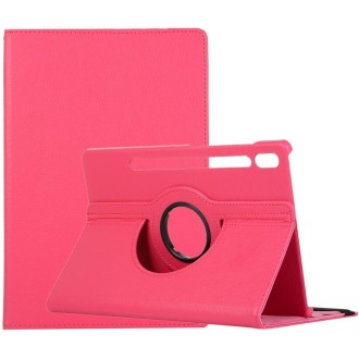 For Samsung Galaxy Tab S9 360 Degrees Rotation Holder Litchi Texture Leather Tablet Case(Rose Red)