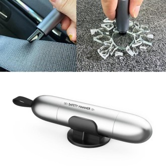 2 in 1 Car Multifunctional Safety Rescue Hammer Life Saving Escape Emergency Hammer Seat Belt Cutter Window Glass Breaker (Silve