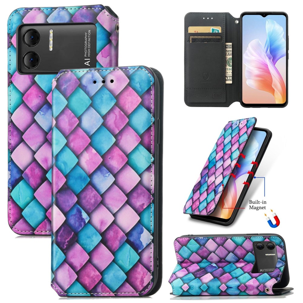 For DOOGEE X98 Pro / X98 CaseNeo Colorful Magnetic Leather Phone Case(Purple Scales)