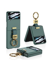 For Samsung Galaxy Z Flip4 5G GKK Integrated Ultra-thin Phone Case with Z Ring Holder(Green)