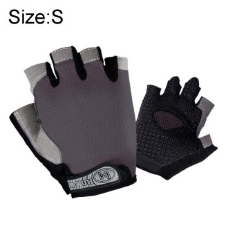 Summer Men Women Fitness Gloves Gym Weight Lifting Cycling Yoga Training Thin Breathable Antiskid Half Finger Gloves, Size:S(Gra