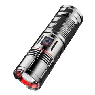 Outdoor White Laser Type-C Charging Telescopic Zoom Flashlight with Power Bank Function(Black)