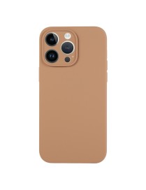 For iPhone 14 Pro Pure Color Liquid Silicone Fine Pore Phone Case(Light Brown)