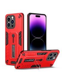 For iPhone 14 Pro Variety Brave Armor Finger Loop Holder Phone Case(Red)