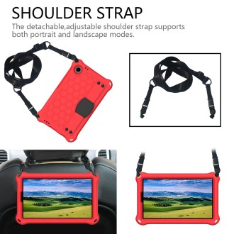 For Blackview Tab 60 8.7 2023 Honeycomb EVA Hybrid PC Tablet Case with Strap(Red +Black)