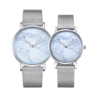 CAGARNY 6812 Round Dial Alloy Silver Case Fashion Couple Watch Men & Women Lover Quartz Watches with Stainless Steel Band