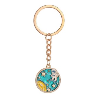 5 PCS Drip Oil Round Keychain Key Ring Bag Pendant(Astronauts Alloy)