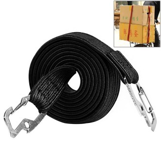 2 PCS 2m Elastic Strapping Rope Packing Tape for Bicycle Motorcycle Back Seat with Hook (Black)