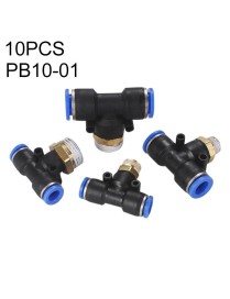 PB10-01 LAIZE 10pcs Plastic T-type Tee Male Thread Pneumatic Quick Connector