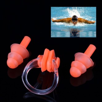 Soft Silicone Swimming Nose Clip and Ear Plug Set Earplug, Random Color Delivery