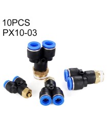 PX10-03 LAIZE 10pcs Plastic Y-type Tee Male Thread Pneumatic Quick Connector