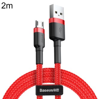 Baseus 2m 1.5A USB to Micro USB Cafule Double-sided Insertion Braided Cord Data Sync Charge Cable(Red)