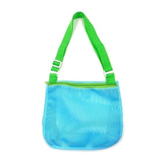 2PCS Children Shell Collection Bag Beach Toys Organizer Storage Bag(Light Blue Green)