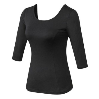 Back Cross Medium-length Sleeve Yoga Sportswear For Ladies (Color:Black Size:XL)