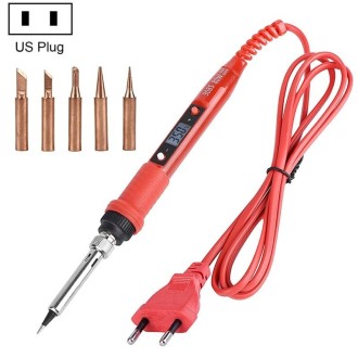 Metallic LCD Temperature Regulating Soldering Iron And Soldering Iron Tip Set Electric Soldering Iron Welding Tool(110V US Plug 