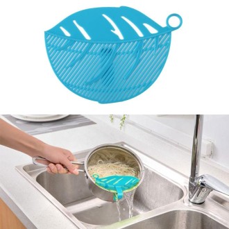 Leaf Shaped Rice Wash Gadget Noodles Beans Colanders Strainers Cleaning Tool, Size:10.5x14.5cm(Blue)