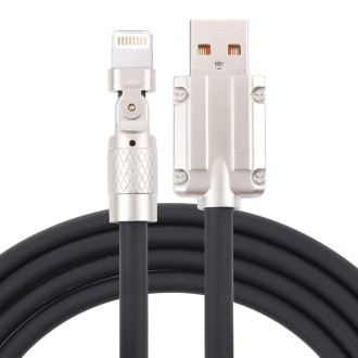 Mech Series 6A 120W USB to 8 Pin 180-degree Metal Plug Fast Charging Cable, Length: 1.8m(Black)