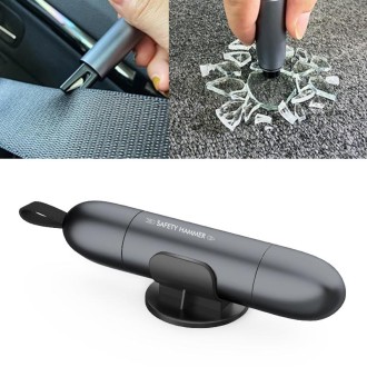 2 in 1 Car Multifunctional Safety Rescue Hammer Life Saving Escape Emergency Hammer Seat Belt Cutter Window Glass Breaker (Grey)