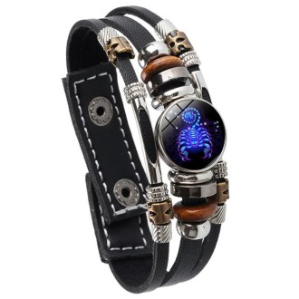 Twelve Constellations Night Light Leather Rope Bracelet Woven Beads Bracelet, Style: Scorpio