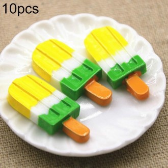 10 PCS Rainbow Ice Cream Stick Resin Flat Back Cabochon Imitation Dessert Art Decoration(Yellow)