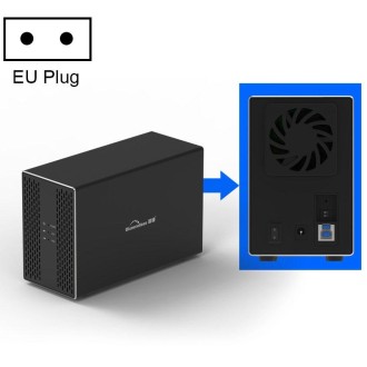 Blueendless USB-B Interface 3.5 inch 2 Bay RAID Combination Array HDD External Enclosure (EU Plug)