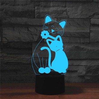 Cat Shape 3D Colorful LED Vision Light Table Lamp, USB & Battery Version