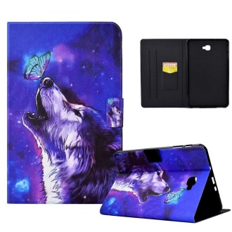 For Samsung Galaxy Tab A 10.1 T580 Electric Pressed TPU Smart Leather Tablet Case(Butterfly Wolf)