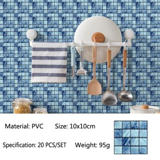 20 PCS / Set 3D Wall Stickers Bathroom Kitchen Waterproof And Oil-Proof Self-Adhesive Wallpaper Tile Stickers(MSK-013)