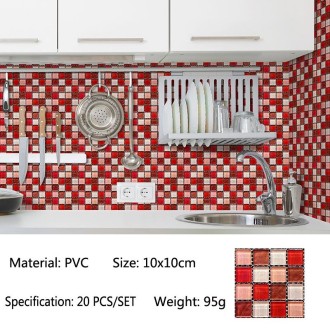 20 PCS / Set 3D Wall Stickers Bathroom Kitchen Waterproof And Oil-Proof Self-Adhesive Wallpaper Tile Stickers(MSK-015)