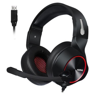 NUBWO N11 Gaming Subwoofer Headphone with Mic, Style:Single USB(Black and Red)