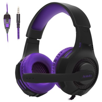 SADES AH-68 3.5mm Plug Wire-controlled E-sports Gaming Headset with Retractable Microphone, Cable Length: 2m(Black purple)