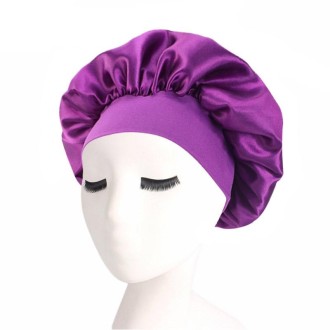 2 PCS TJM-301 Night Cap With Wide Brim And Elasticity Headband Ladies Chemotherapy Cap Hair Care Hat, Size: M 56-58cm(Deep Purpl