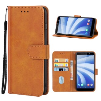 Leather Phone Case For HTC U12 Life(Brown)