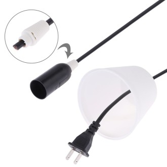 E14 Wire Cap Lamp Holder Chandelier Power Socket with Lampshade & 1.5m Extension Cable, US Plug