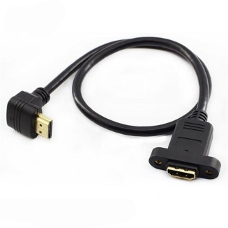 Reverse Elbow HDTV Male to Female Extension Cable with Ear Screw Holes, Length: 0.5m