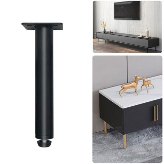 Metal Furniture Support Legs with Adjustment Pad, Height: 15.5cm(Matte Black)