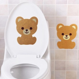 Cartoon Animal Bathroom Thickened Felt Toilet Deodorant Stickers(Brown Bear)