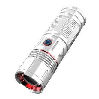 Outdoor White Laser Type-C Charging Telescopic Zoom Flashlight with Power Bank Function(Silver)