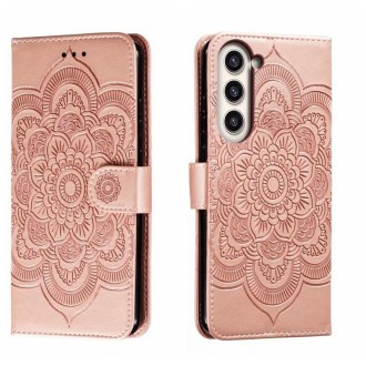 For Samsung Galaxy S23+ 5G Sun Mandala Embossing Pattern Phone Leather Case(Rose Gold)