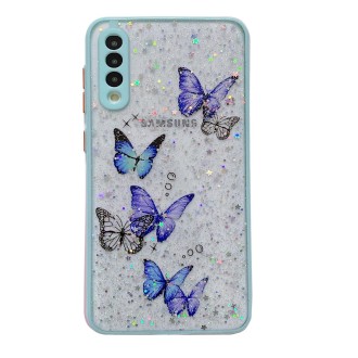 For Samsung Galaxy S22+ 5G Color Butterfly Glitter Epoxy TPU Phone Case(Green)