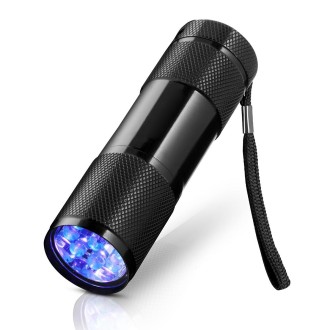 Mini 9 LEDs 395nm Ultraviolet Ray Detection Flashlight(Black)