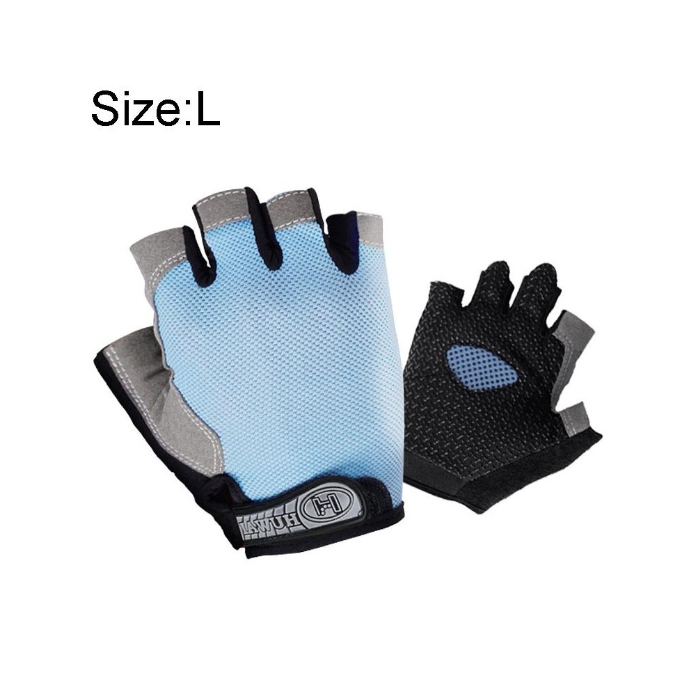 Summer Men Women Fitness Gloves Gym Weight Lifting Cycling Yoga Training Thin Breathable Antiskid Half Finger Gloves, Size:L(Lig