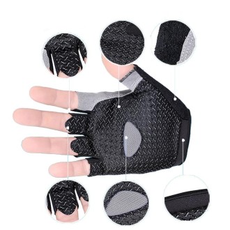 Summer Men Women Fitness Gloves Gym Weight Lifting Cycling Yoga Training Thin Breathable Antiskid Half Finger Gloves, Size:L(Lig