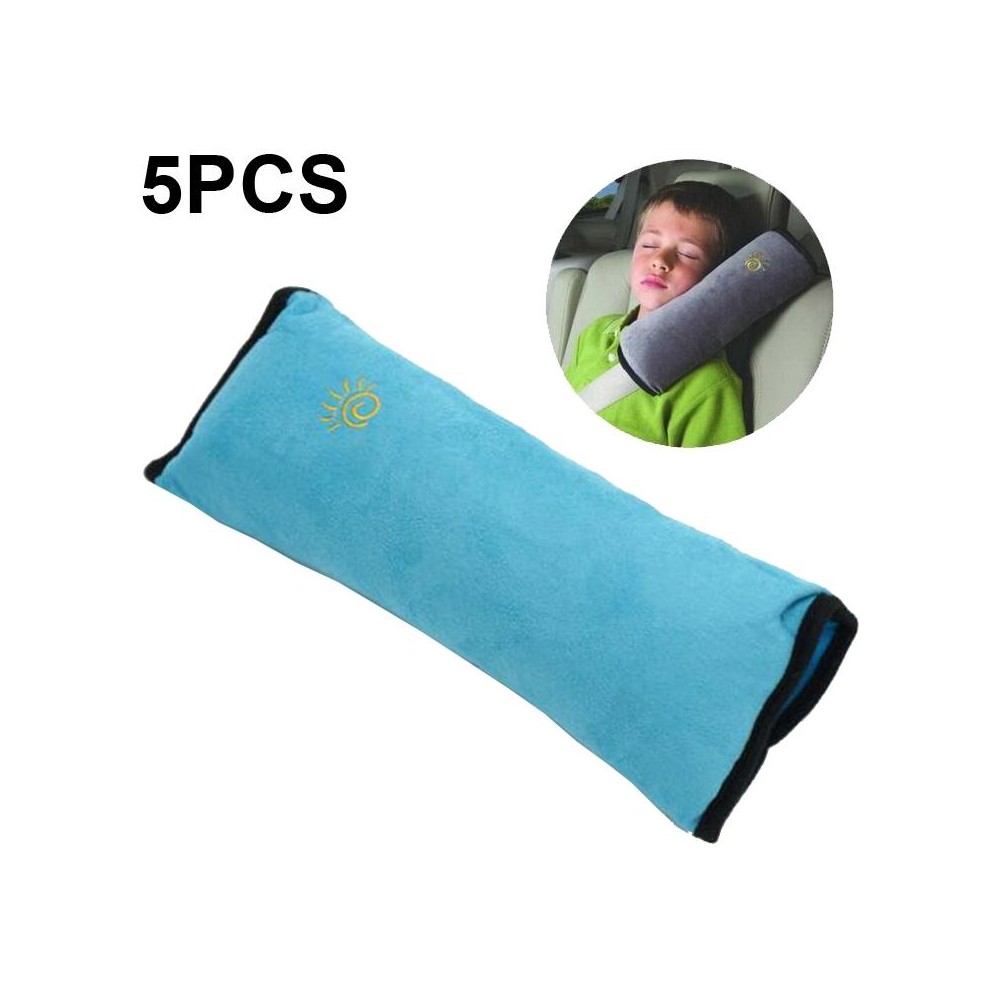 5pcs Children Car Seat Belt Protective Cover Thickened Plush Shoulder Pillow(Blue)