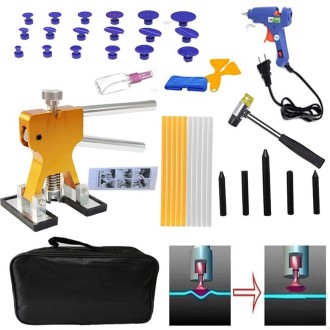 40 in 1 Auto Car Metal PDR Dent Lifter-Glue Puller Tab Hail Removal Paintless Car Dent Repair Tools Kit, with 20W Glue Gun, US P