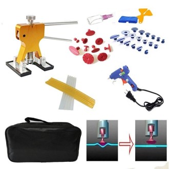 44 in 1 Auto Car Metal PDR Dent Lifter-Glue Puller Tab Hail Removal Paintless Car Dent Repair Tools Kit, with 20W Glue Gun, US P