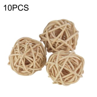 10 PCS Artificial Straw Ball For Birthday Party Wedding Christmas Home Decor(Wood Color)