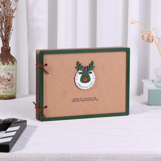 Wooden Loose-Leaf Album Children Growth Painting Album Couple DIY Handmade Gifts(Elk)