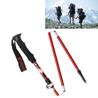 5 Node Portable Foldable Aluminium Alloy Alpenstocks Trekking Poles, Folding Length : 35CM (Red)