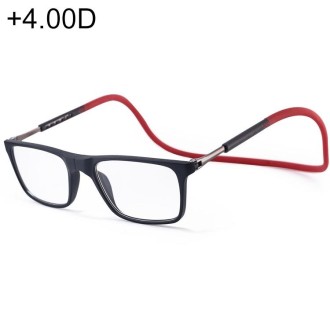 Anti Blue-ray Adjustable Neckband Magnetic Connecting Presbyopic Glasses, +4.00D(Red)